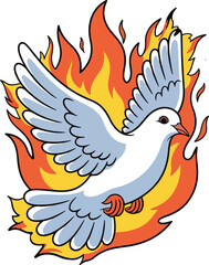 Blue Dove with Pentecost Flames and Bold Christian Art for the Holy Day.