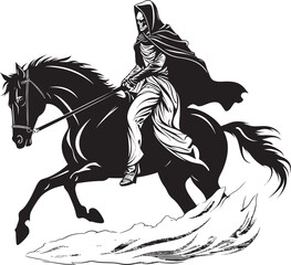Obraz premium The Lurking Horseman Hooded Death and Its Sinister Skeleton Steed