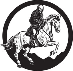 Obraz premium The Dark Companion How Hooded Death Commands Its Skeleton Steed