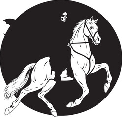 A Gallop of Darkness Hooded Death  Journey with Its Skeleton Steed