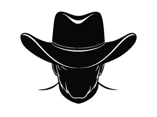 Vector cartoon cowboy guy with mustache in black hat