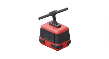 Fototapeta premium Isolated Red Gondola Car Illustration for Mountain Transport and Tourism