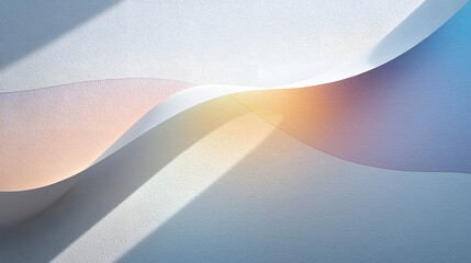 Abstract pastel paper waves illuminated by soft sunlight creating a calming and elegant design.