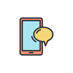Fototapeta premium Mobile chat colored icons, minimalist vector illustration ,simple transparent graphic element .Isolated on white background