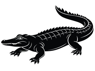 Isolated reptile featuring a small lizard and a crocodile on a white background