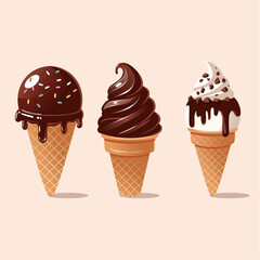 Chocolate ice cream with cone