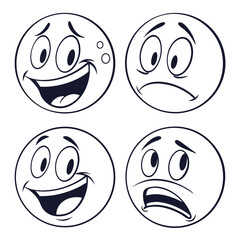 Cute Mood Emoji Vector Design set.