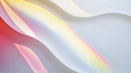 Soft pastel fabric waves with rainbow light creating abstract background texture.