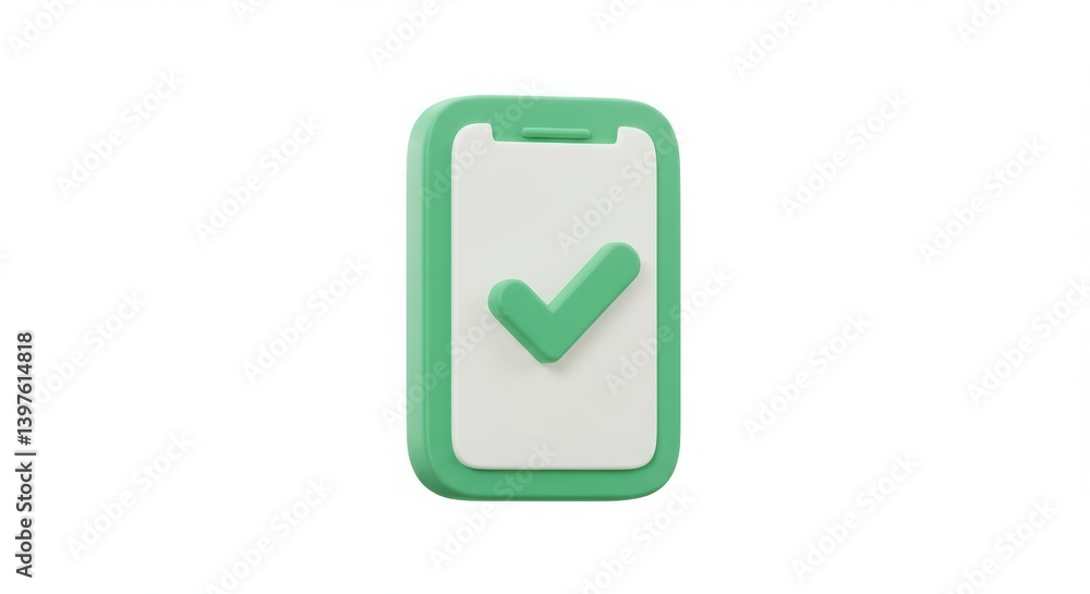 Fototapete Mobile Phone with Checkmark Icon Showing Confirmation or Approval Status
