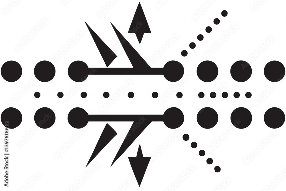 Poster a powerful energy flow visualized through interconnected circles and sharp, dynamic lines, creating 