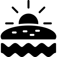 Beach Sunset Glyph Icon