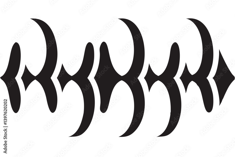 Poster bold, stylized black flames dancing in a rhythmic pattern against a stark white background, creating