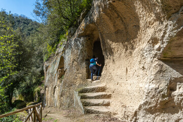 ItalyTuscany province of Grosseto maremma, the village of Sorano trekking in the Etruscan hollow ways and visit inside the village