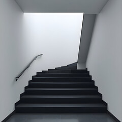 Fototapeta premium bright stairs interior, liminal place style, minimalistic view 