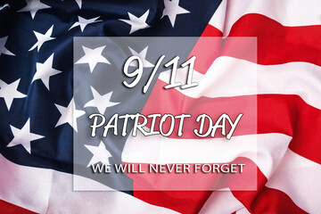 Patriotic flag with the words Patriot Day written below it