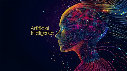 AI's Neural Network: A futuristic image of an artistic human profile, formed from intertwined circuits and data streams, symbolizes the intricate world of artificial intelligence, innovation.