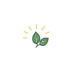 A vibrant illustration of green leaves with rays of sunlight. Ideal for eco-friendly themes, gardening, or nature-related projects. Perfect for promoting sustainability.