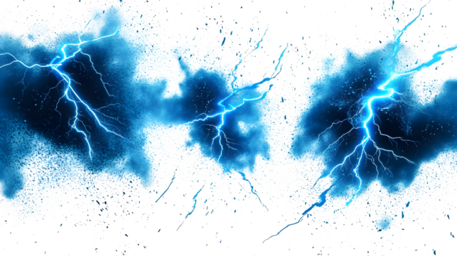 Blue Lightning and Magic Energy on Clear Background 