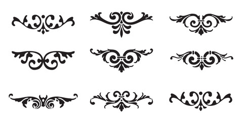Set of decorative dividers elements. Vintage calligraphy collection