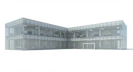 Obraz premium Modern glass facade building with clean architectural design and open space