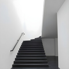 Fototapeta premium bright stairs interior, liminal place style, minimalistic view 
