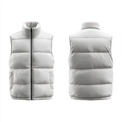white winter vest mock up isolated on white