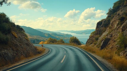 Winding road through mountains