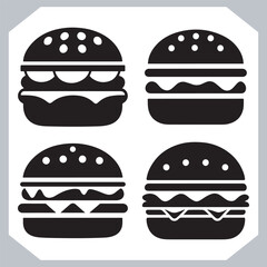 Burger Silhouette Art for Packaging and Menu Design