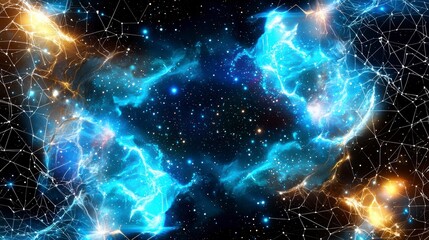 Cosmic explosion of colorful nebulae outer space digital art universe abstract concept