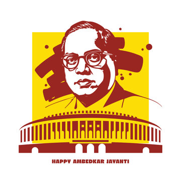 A stylized portrait of Ambedkar filled with his quotes as line art text.