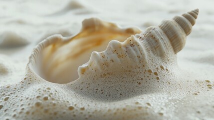 Seashell in foamy water