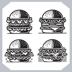 Classic Burger Icons for Food Truck Graphics and Menus