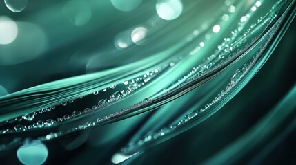 Teal abstract curves with water droplets