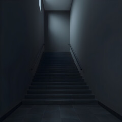 Fototapeta premium dark stairs interior, liminal place style, minimalistic view