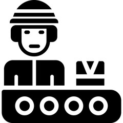 Production Line Worker Glyph Icon