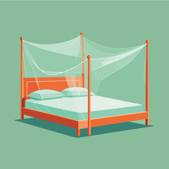 bed equipped with mosquito net
