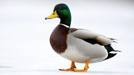 Obraz premium mallard duck bird portrait on white background. 