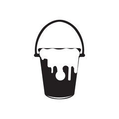 black paint bucket icon vector element