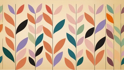 Stylized leaves of many colors flourish against a warm backdrop, celebrating nature's beauty.