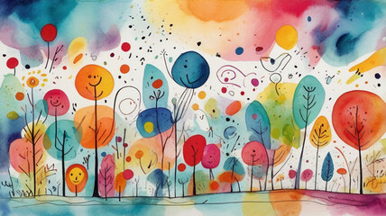  childlike abstract doodles with a theme of friendship