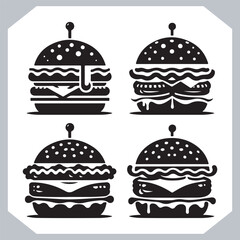 Burger Silhouette Vector Bundle for Cafes and Diners