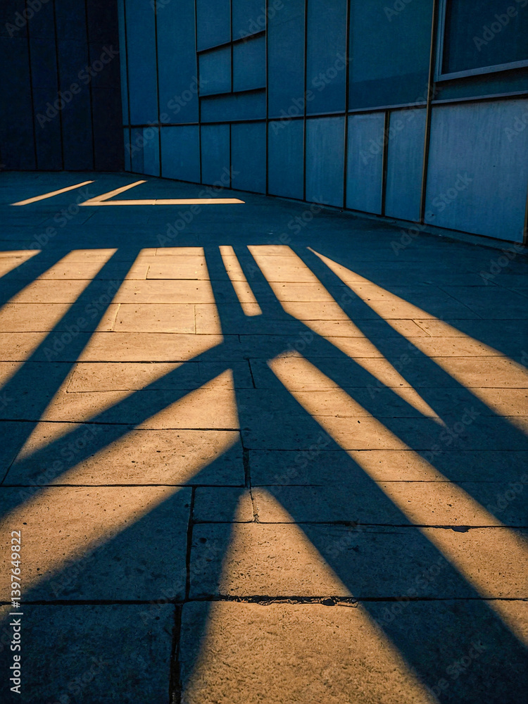 Poster dynamic geometric shadow lines in a gradient design.