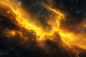 Fototapeta premium A vibrant, golden nebula in the vast expanse of space.