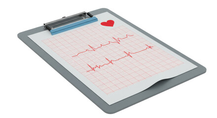 Isolated medical clipboard with heart rate
