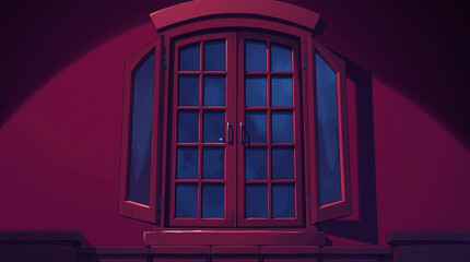 An Isekai anime-style illustration of a window, featuring rich burgundy and deep blue hues, with an expressive composition and a sophisticated and elegant aesthetic.jpg