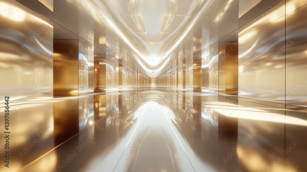 Aufkleber a surreal abstract interior with endless reflective surfaces creating infinite depth