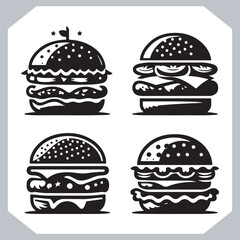 Burger Silhouettes Collection for Food Branding Projects