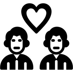 Friendship Heart Glyph Icon
