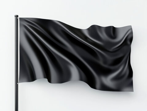Black flag with a smooth, flowing texture displayed against a neutral background, showcasing its elegant design and unique appearance
