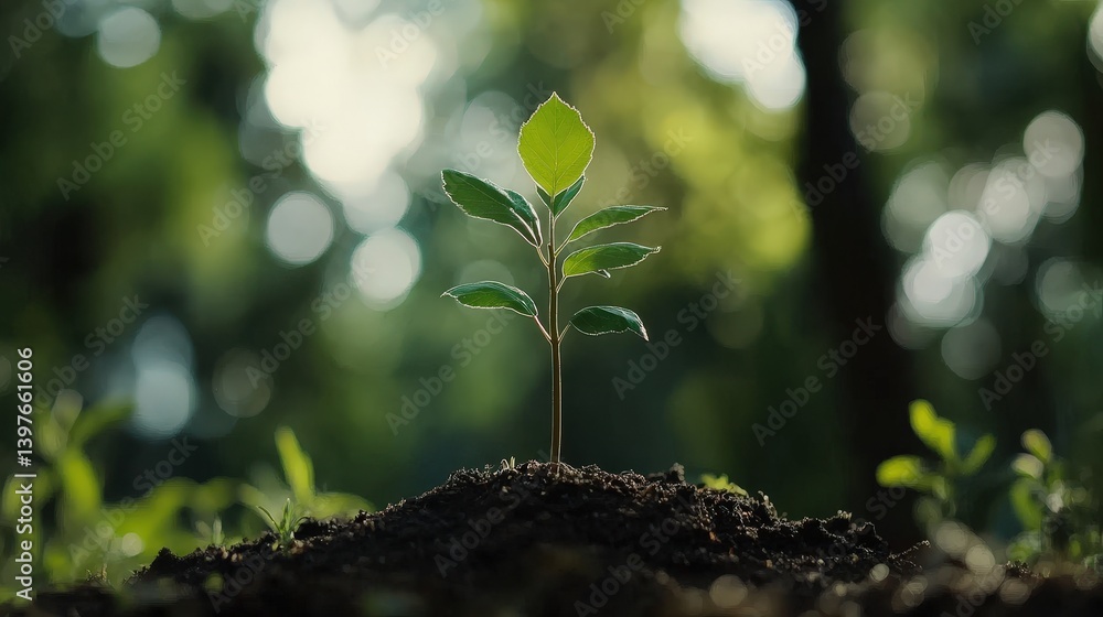 Aufkleber a time-lapse effect of a tree growing from a tiny seedling to a massive canopy